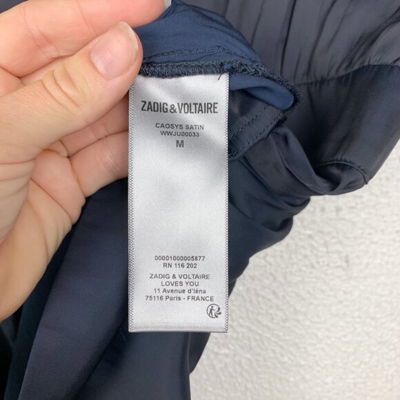 Zadig & Voltaire | Caosys Satin Sleeveless Romper Navy Blue - Picture 8 of 12